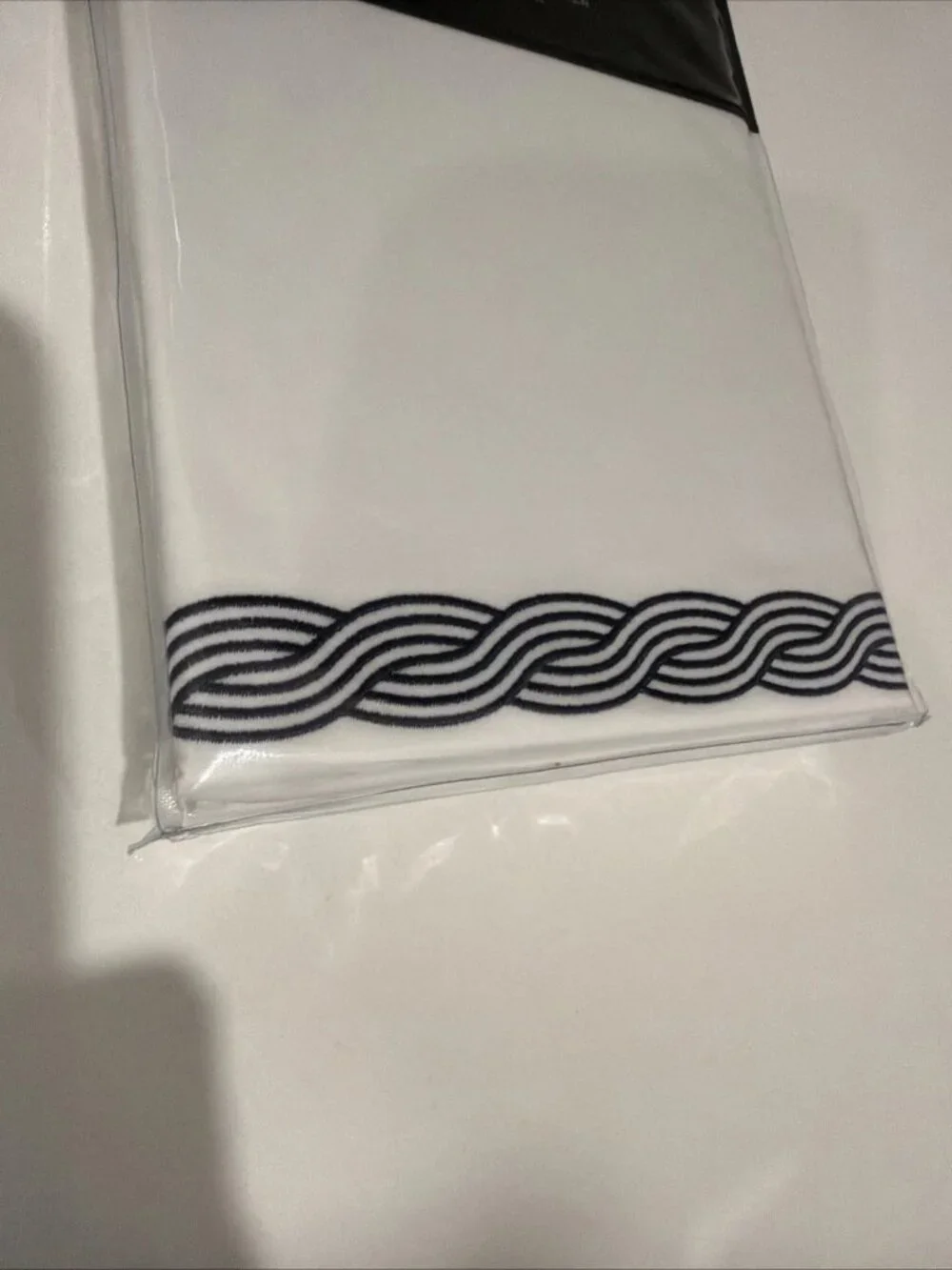 Ralph Lauren Spencer Cable Embroidered Pillow Sham - $150 - Navy On White - Euro